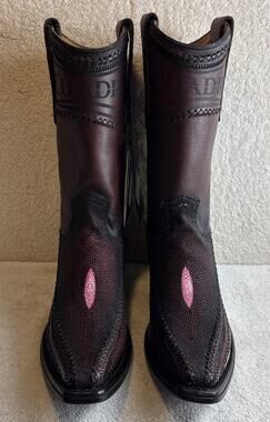 Cuadra Men's 3 Pieces Stingray Black Cherry Leather Boots Size 8.5 EE 34235